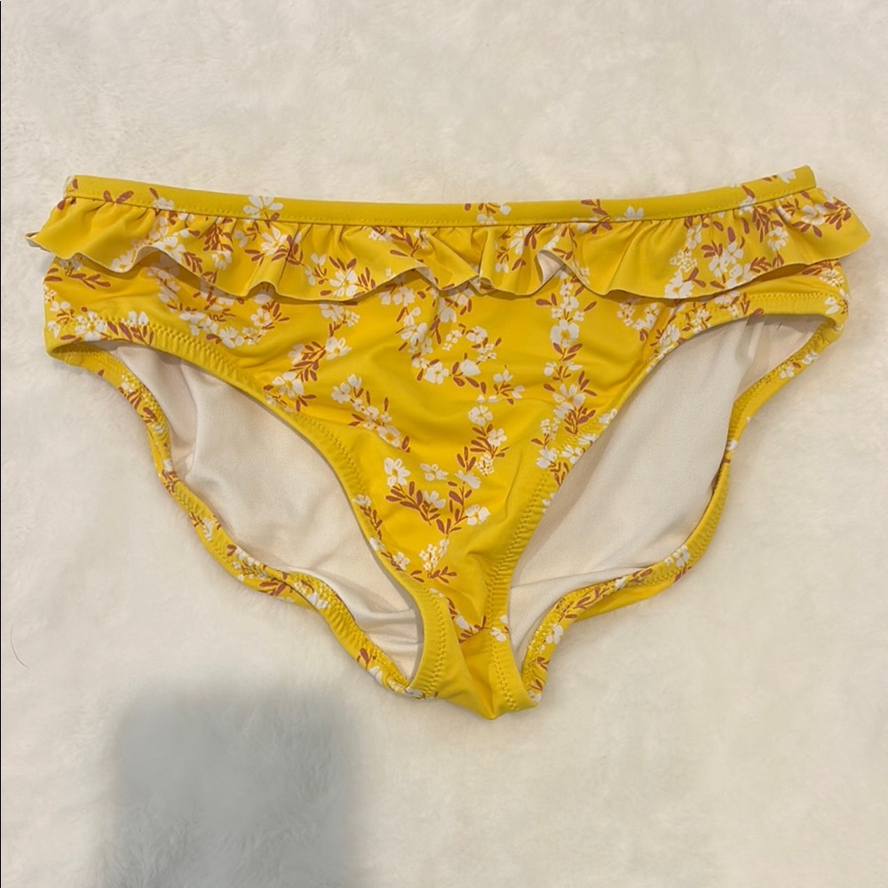 Garnet Hill Kids Yellow Floral Ruffle Bikini Bottom